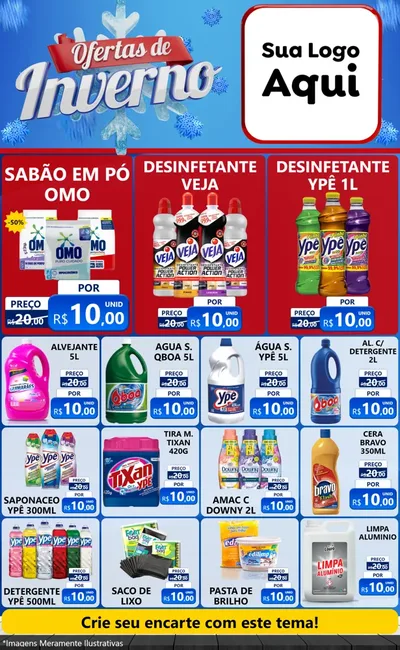 Modelo de Encarte para Encarte Grande com o tema Ofertas de Inverno para Produtos de Limpeza