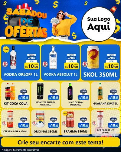 Modelo de Rede Social para Feed Instagram com o tema Sabadou de Ofertas para Distribuidora de bebidas