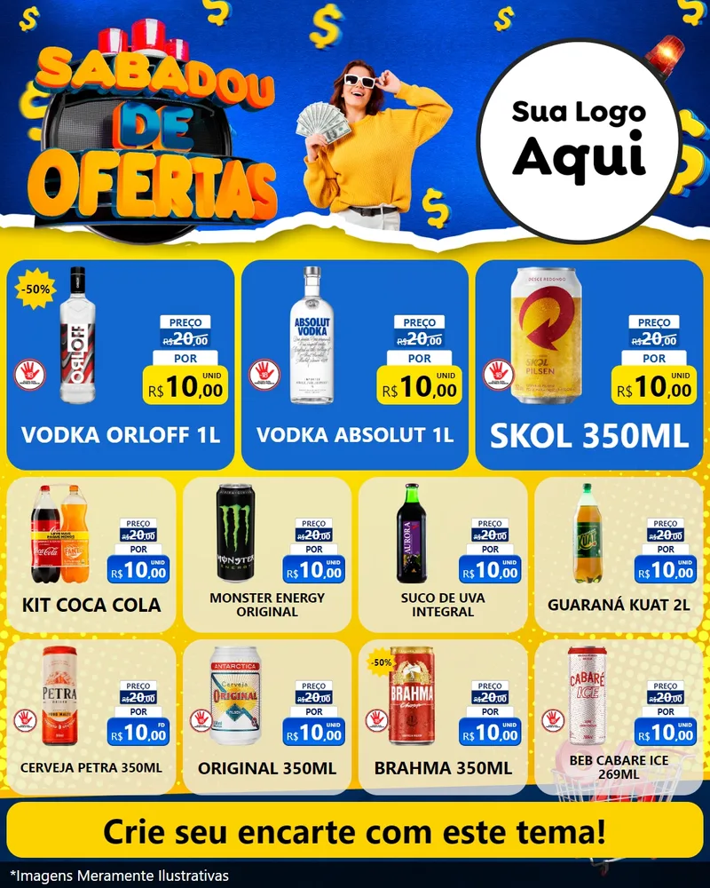 Modelo de Rede Social para Feed Instagram com o tema Sabadou de Ofertas para Distribuidora de bebidas