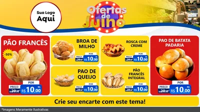 Modelo de TV para TV Horizontal com o tema Ofertas de Julho para Padaria