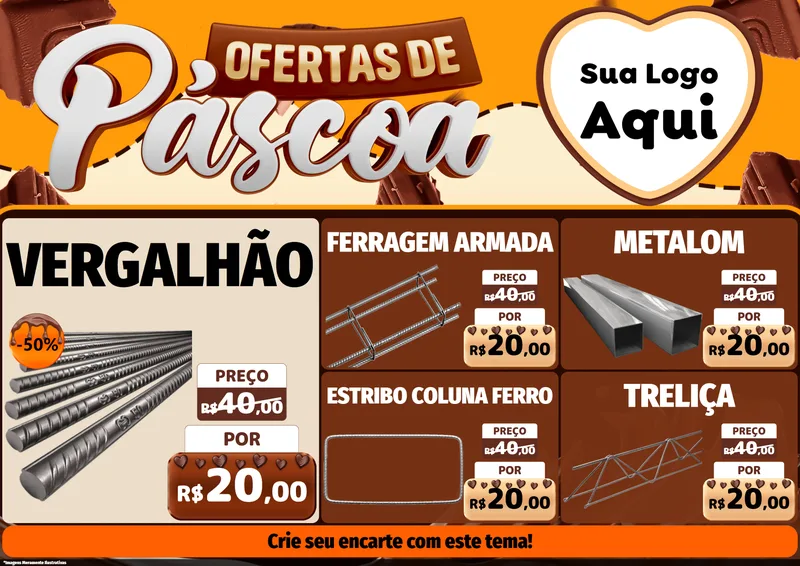 Modelo de Encarte para Encarte A4 Horizontal com o tema Ofertas de Páscoa para Ferragens