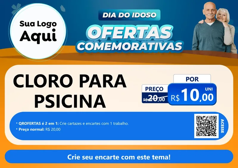 Modelo de Cartaz para Cartaz A4 Horizontal com o tema Dia do Idoso para Produtos para Piscina