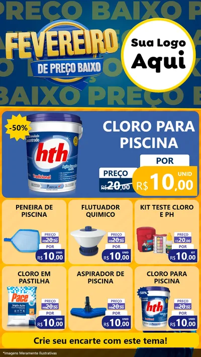 Modelo de Rede Social para Stories com o tema Fevereiro de Preço Baixo para Produtos para Piscina