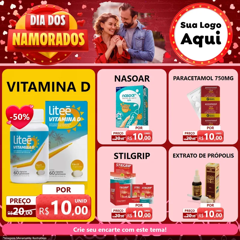 Modelo de Rede Social para Feed Facebook com o tema Dia Dos Namorados para Farmácia
