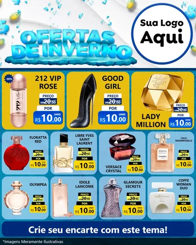 Modelo de Rede Social para Feed Instagram com o tema Ofertas de Inverno para Perfumes