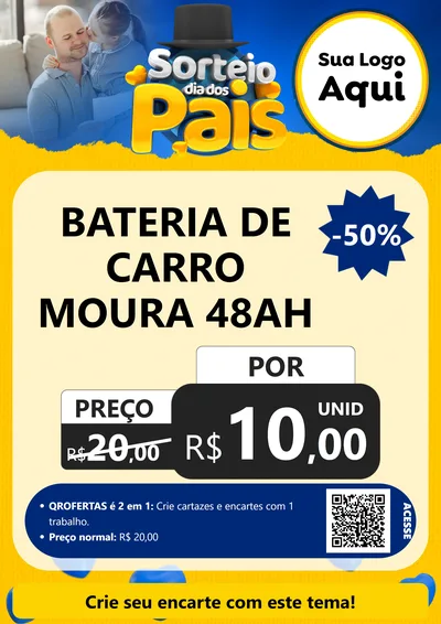 Modelo de Cartaz para Cartaz A4 Vertical com o tema Sorteio Dia Dos Pais para Baterias Elétricas
