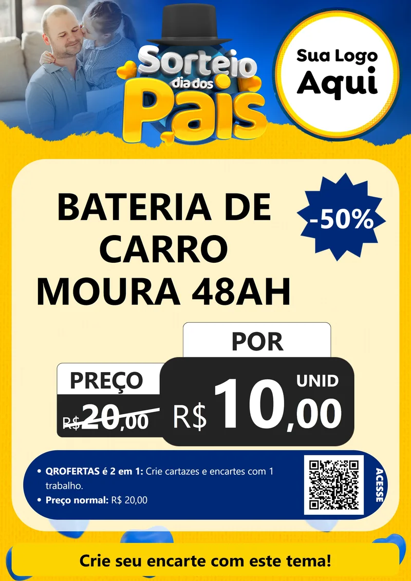 Modelo de Cartaz para Cartaz A4 Vertical com o tema Sorteio Dia Dos Pais para Baterias Elétricas