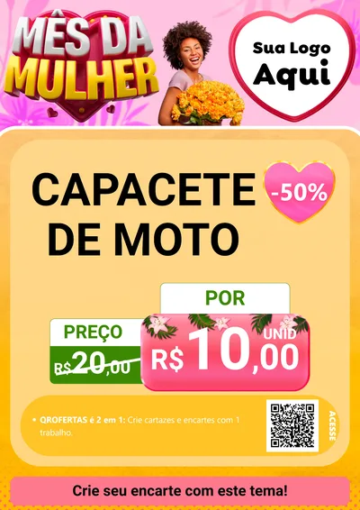 Modelo de Cartaz para Cartaz A4 Vertical com o tema Mês da Mulher para Moto peças
