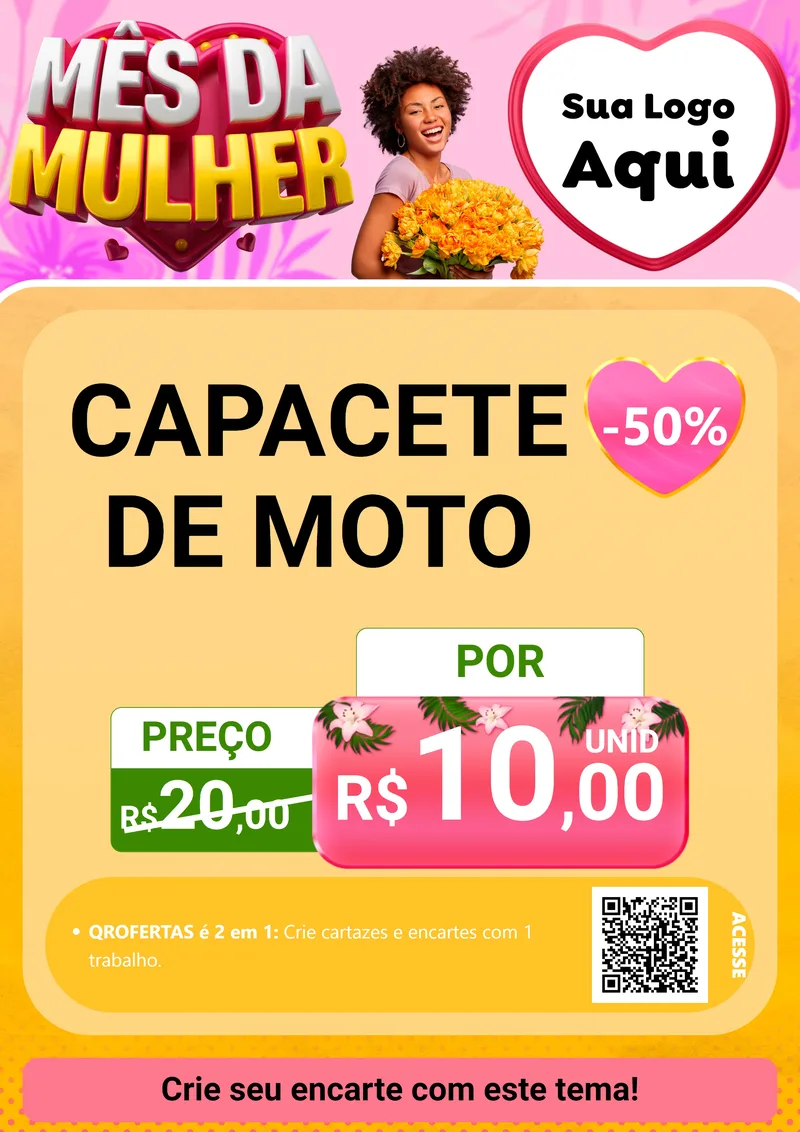 Modelo de Cartaz para Cartaz A4 Vertical com o tema Mês da Mulher para Moto peças