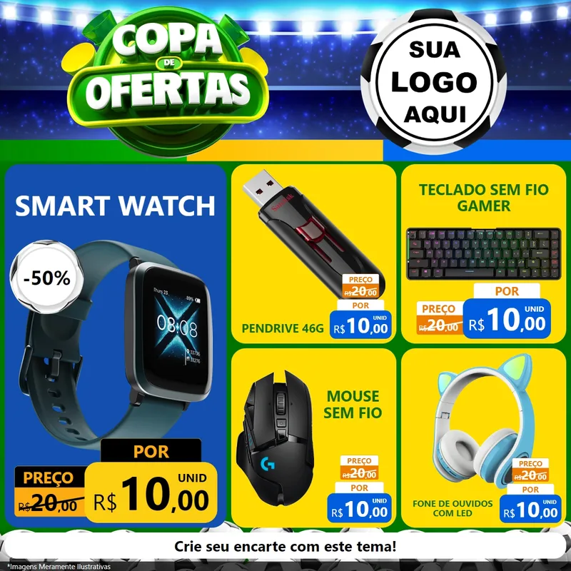 Modelo de Rede Social para Feed Facebook com o tema Copa de Ofertas para Informática