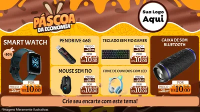 Modelo de TV para TV Horizontal com o tema Páscoa da Economia para Informática
