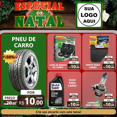 Modelo de Rede Social para Feed Facebook com o tema Especial de Natal para Auto peças