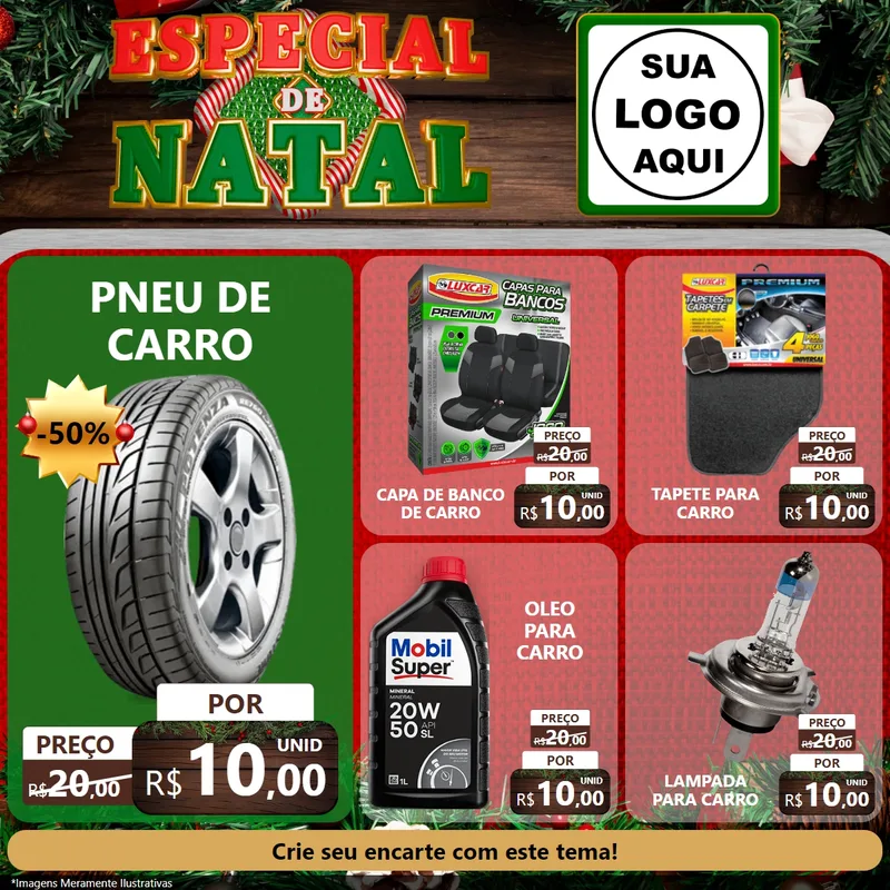 Modelo de Rede Social para Feed Facebook com o tema Especial de Natal para Auto peças