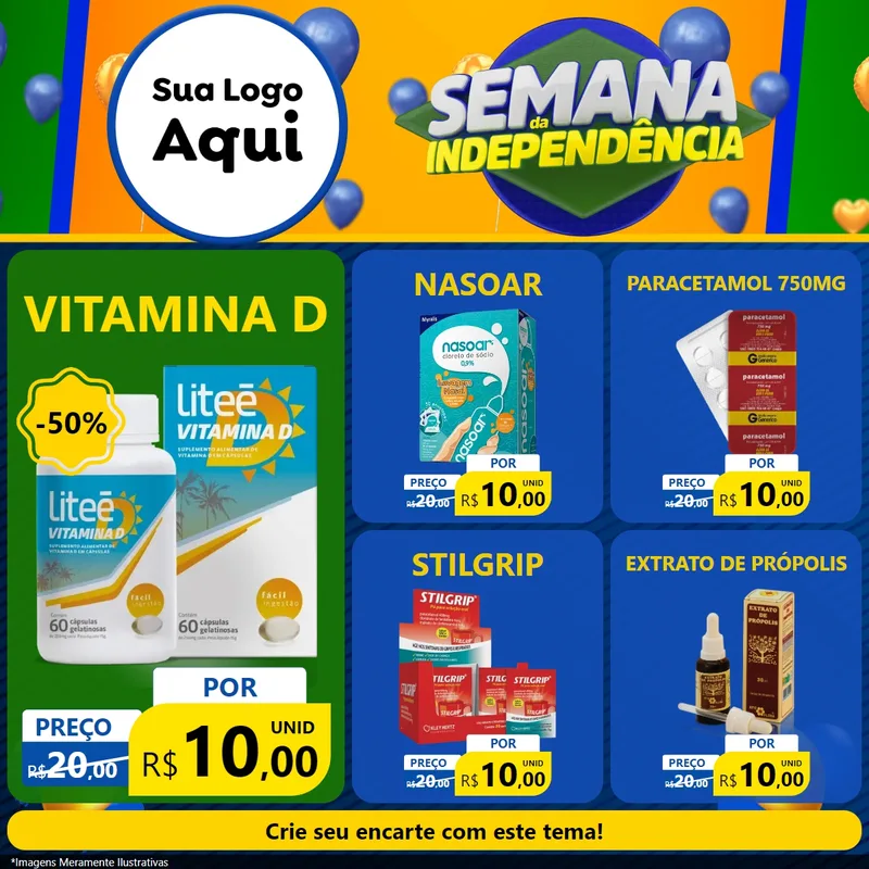 Modelo de Rede Social para Feed Facebook com o tema Semana da Independência para Farmácia