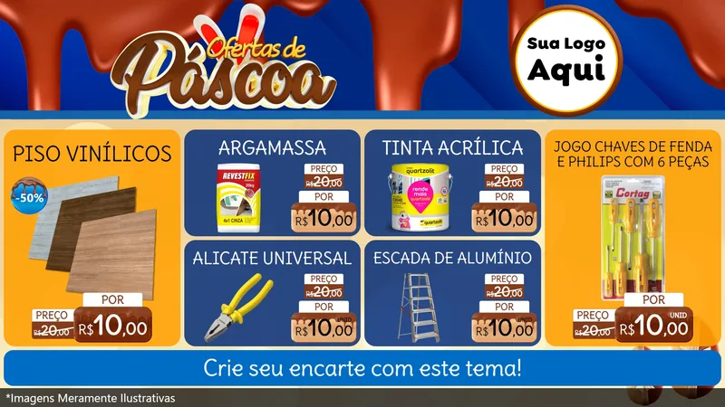 Modelo de TV para TV Horizontal com o tema Ofertas de Páscoa para Material para Construção