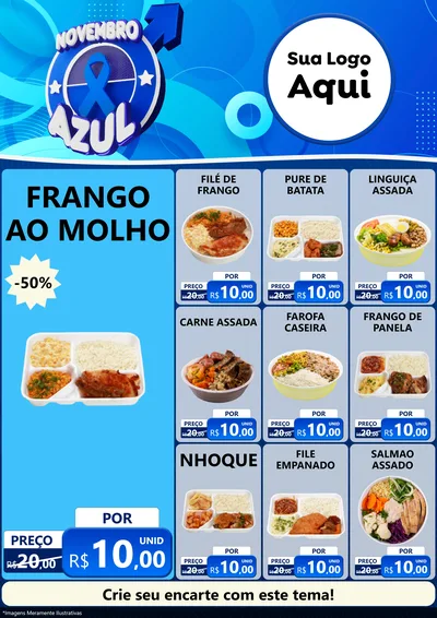 Modelo de Encarte para Encarte A4 Vertical com o tema Novembro Azul para Restaurante