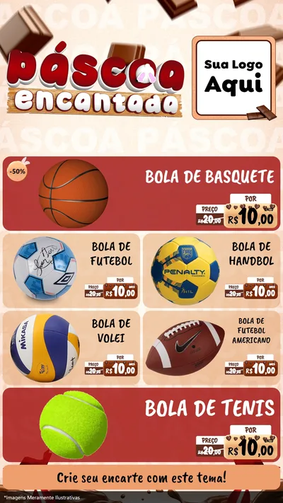 Modelo de TV para TV Vertical com o tema Páscoa Encantada para Artigos Esportivos