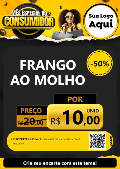 Modelo de Cartaz para Cartaz A4 Vertical com o tema Mês Especial do Consumidor para Restaurante