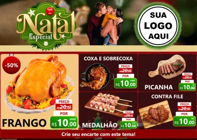 Modelo de Encarte para Encarte A4 Horizontal com o tema Natal Especial para Assados
