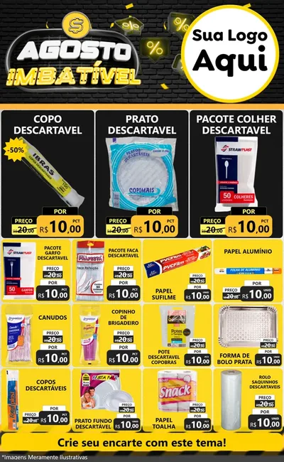Modelo de Encarte para Encarte Grande com o tema Agosto Imbatível para Embalagens