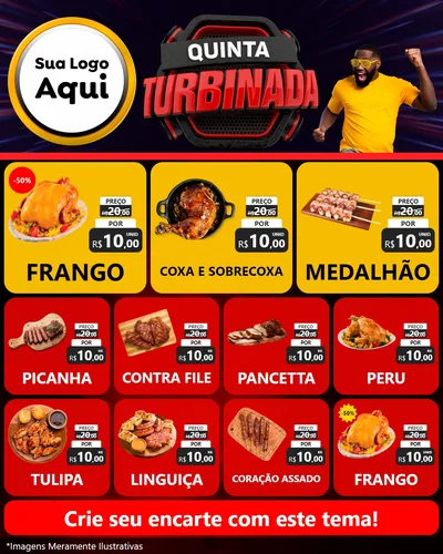 Modelo de Rede Social para Feed Instagram com o tema Quinta Turbinada para Assados