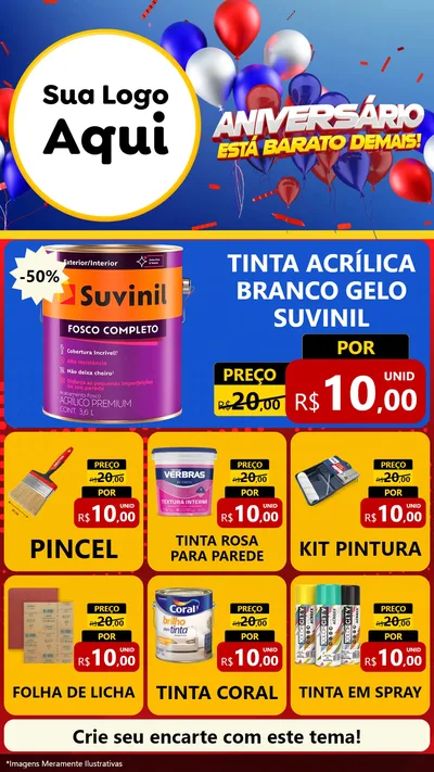 Modelo de Rede Social para Stories com o tema Aniversário para Tintas e Ferramentas