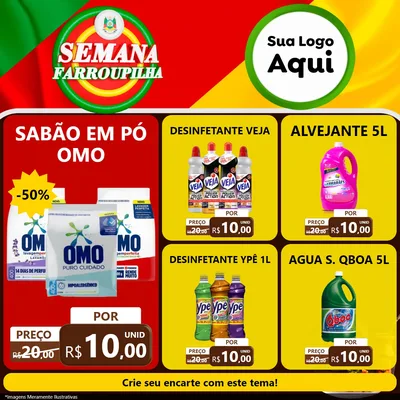 Modelo de Rede Social para Feed Facebook com o tema Semana Farroupilha para Produtos de Limpeza