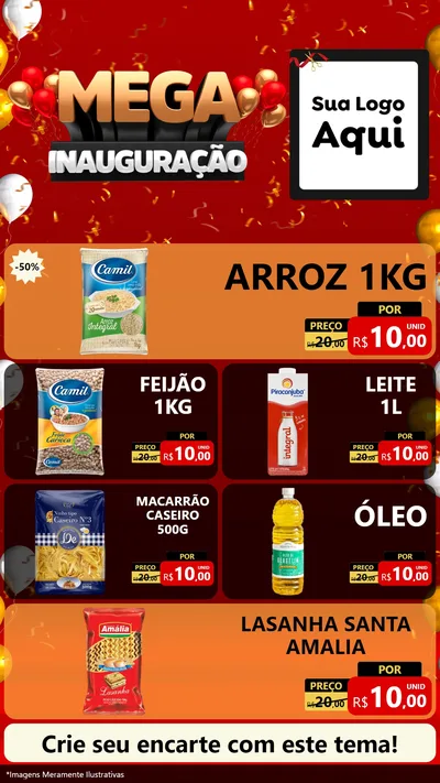 Modelo de TV para TV Vertical com o tema Mega Inauguração para Supermercado