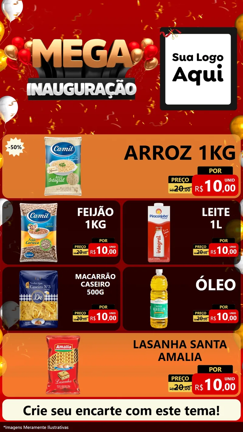 Modelo de TV para TV Vertical com o tema Mega Inauguração para Supermercado