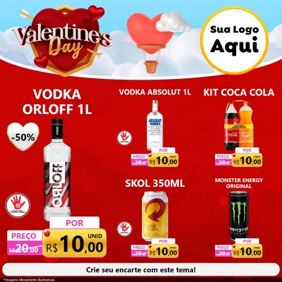 Modelo de Rede Social para Feed Facebook com o tema Valentine's Day para Distribuidora de bebidas