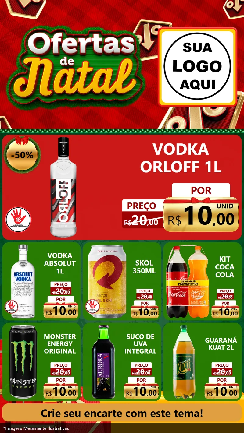 Modelo de Rede Social para Stories com o tema Ofertas de Natal para Distribuidora de bebidas