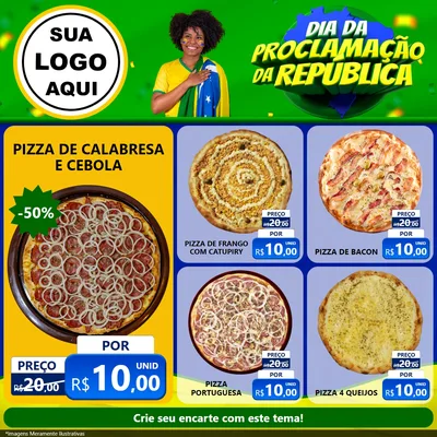 Modelo de Rede Social para Feed Facebook com o tema Dia Da Proclamação Da República para Pizzaria