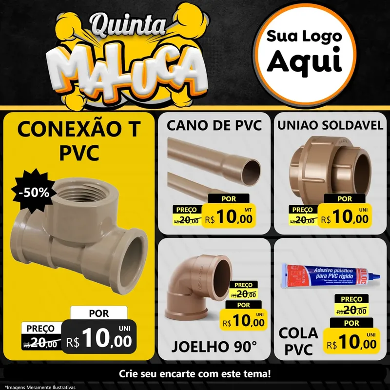 Modelo de Rede Social para Feed Facebook com o tema Quinta Maluca para Tubos e conexões