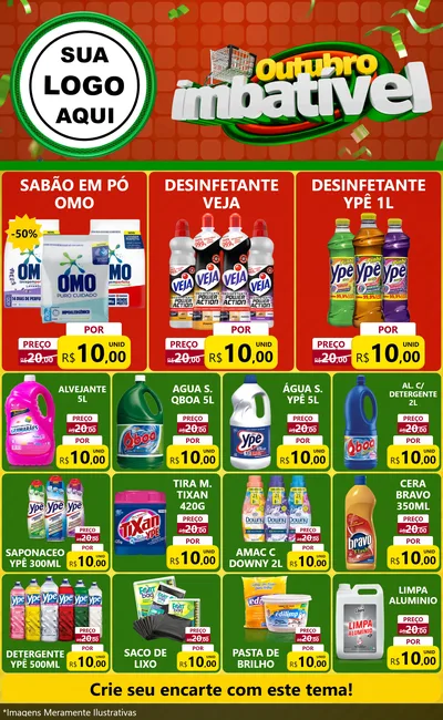 Modelo de Encarte para Encarte Grande com o tema Outubro Imbatível para Produtos de Limpeza
