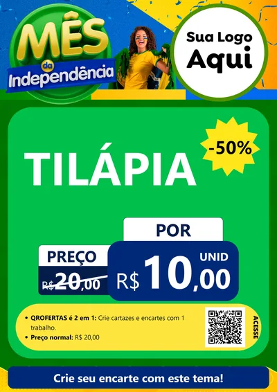 Modelo de Cartaz para Cartaz A4 Vertical com o tema Mês da Independência para Peixaria