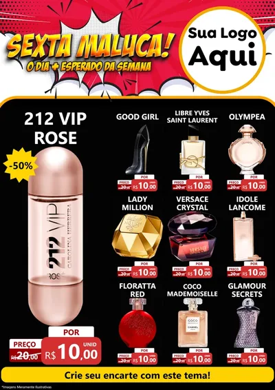 Modelo de Encarte para Encarte A4 Vertical com o tema Sexta Maluca! para Perfumes