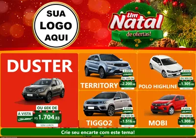 Modelo de Encarte para Encarte A4 Horizontal com o tema Um Natal de Ofertas para Concessionaria de Carros