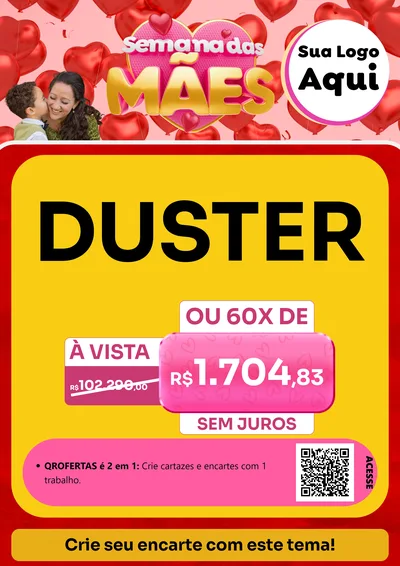Modelo de Cartaz para Cartaz A4 Vertical com o tema Semana Das Mães para Concessionaria de Carros