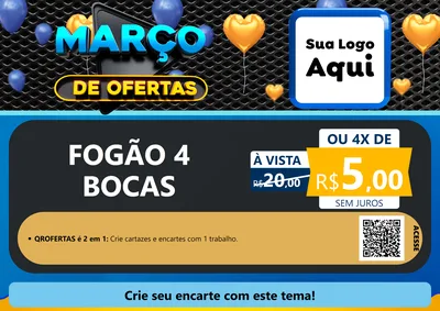 Modelo de Cartaz para Cartaz A4 Horizontal com o tema Março de Ofertas para Móveis e Eletro