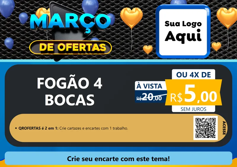 Modelo de Cartaz para Cartaz A4 Horizontal com o tema Março de Ofertas para Móveis e Eletro