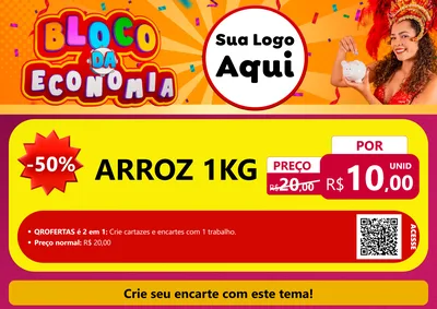 Modelo de Cartaz para Cartaz A4 Horizontal com o tema Bloco da Economia para Supermercado