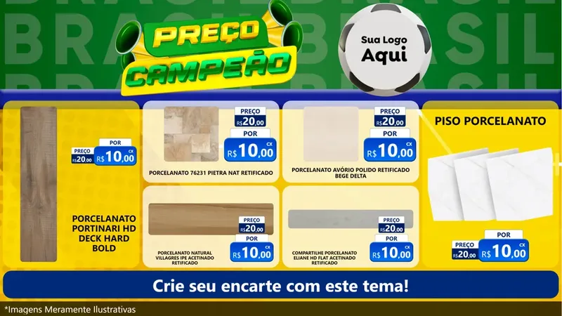 Modelo de TV para TV Horizontal com o tema Preço Campeão - Copa para Pisos e revestimentos