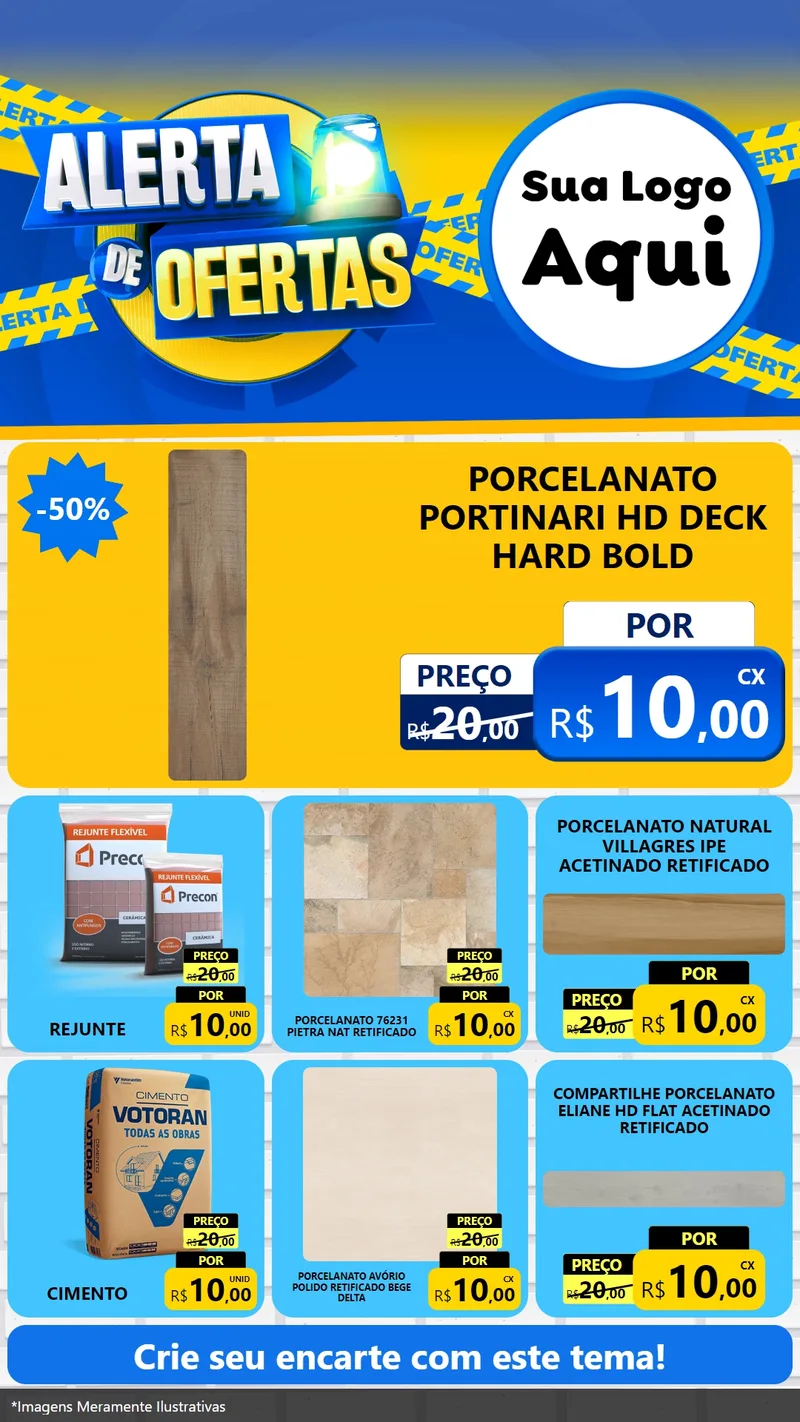 Modelo de Rede Social para Stories com o tema Alerta de Ofertas para Pisos e revestimentos