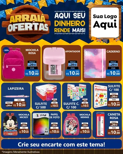 Modelo de Rede Social para Feed Instagram com o tema Arraiá de Ofertas - Junina para Papelaria