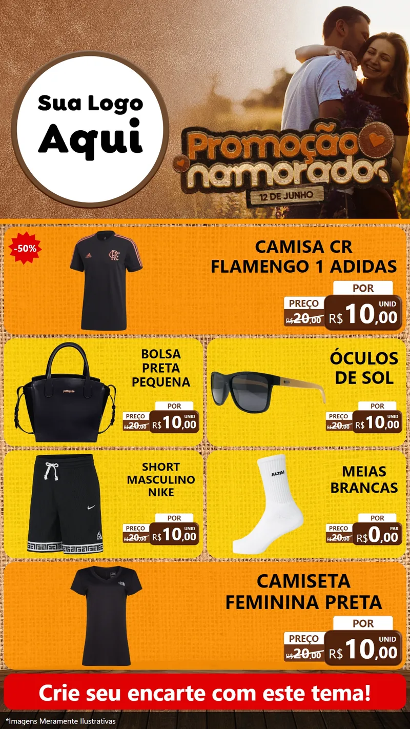 Modelo de TV para TV Vertical com o tema Promoção Namorados para Roupas e acessórios