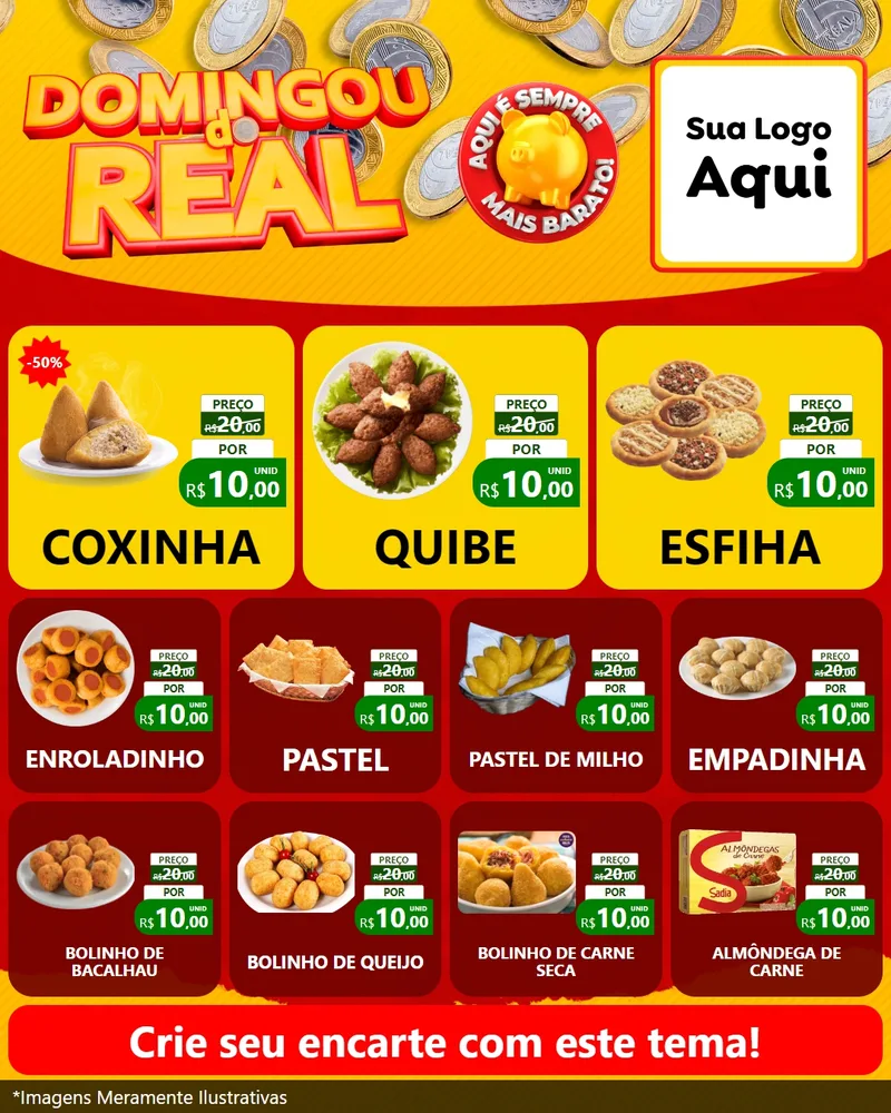 Modelo de Rede Social para Feed Instagram com o tema Domingou do Real para Salgadaria