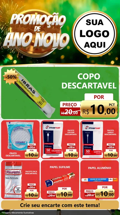 Modelo de Rede Social para Stories com o tema Promoção de Ano Novo para Embalagens