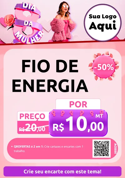 Modelo de Cartaz para Cartaz A4 Vertical com o tema Dia da Mulher para Materiais Elétricos