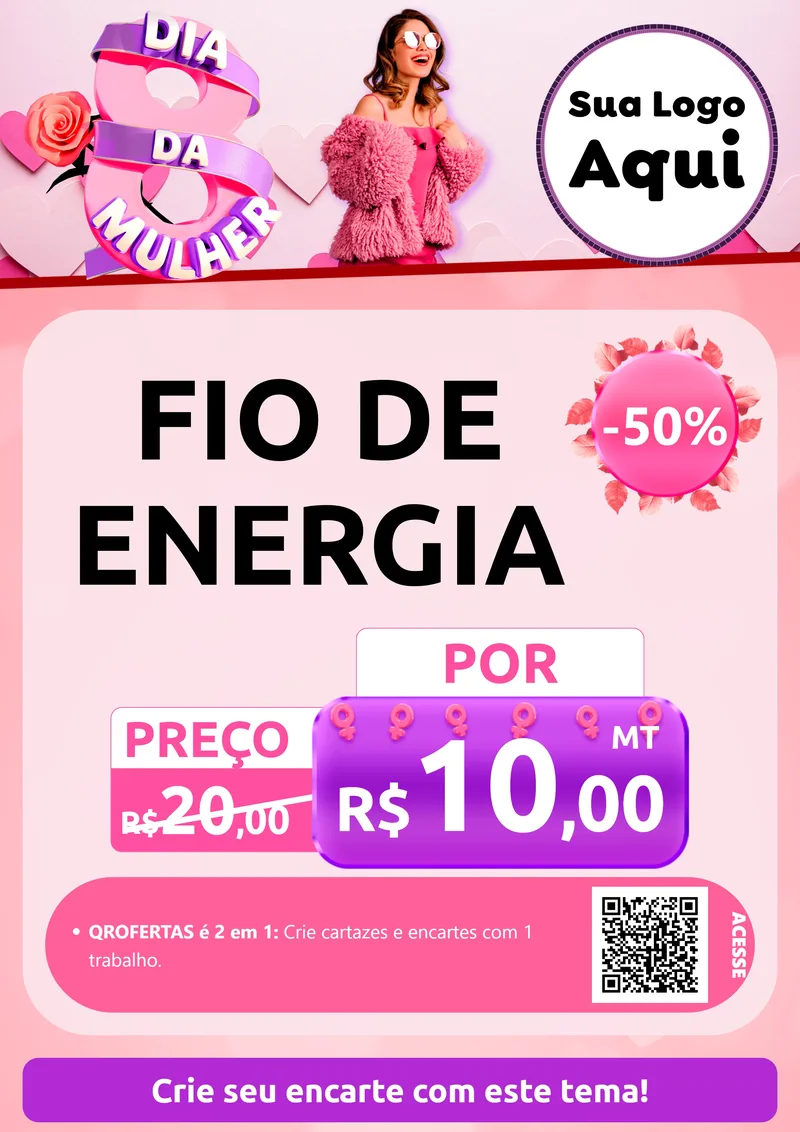 Modelo de Cartaz para Cartaz A4 Vertical com o tema Dia da Mulher para Materiais Elétricos