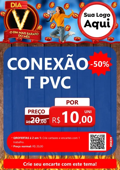 Modelo de Cartaz para Cartaz A4 Vertical com o tema Dia V - O Dia Mais Barato Do Mês para Tubos e conexões
